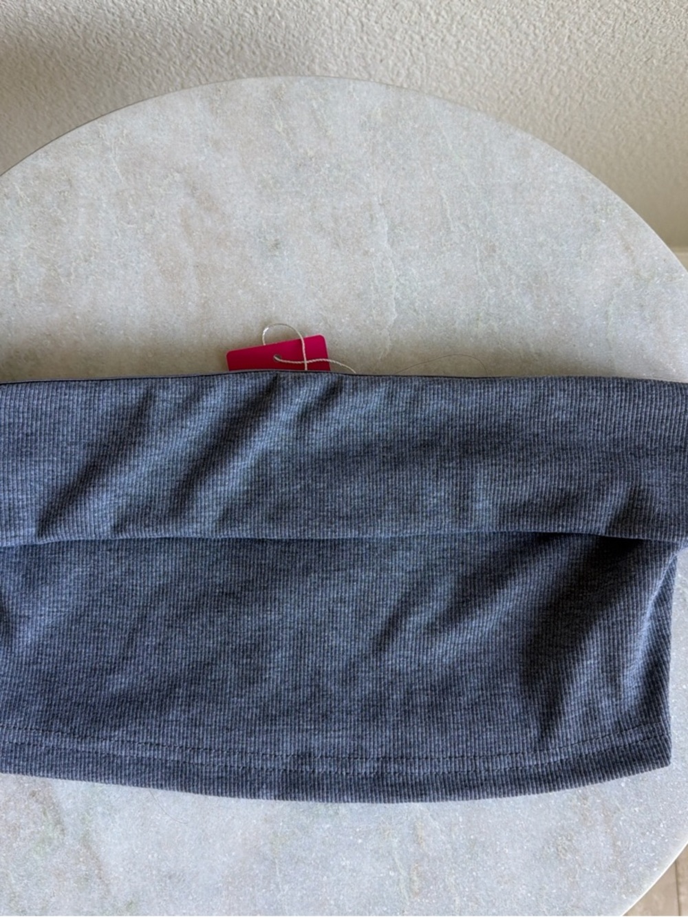 SHEIN Charcoal Gray Ribbed Strapless Crop Top